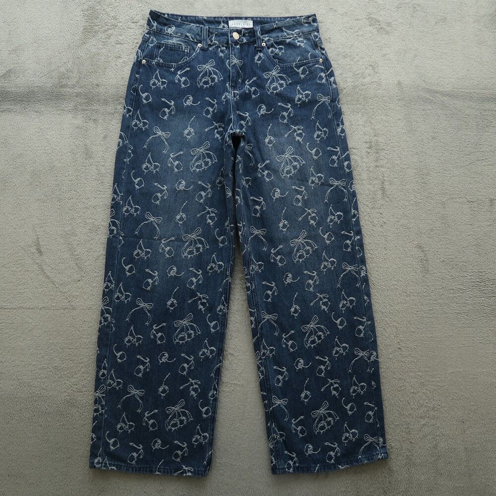 Angel Kiss Jeans Junior's Size 5/27 High-Rise Wide-Leg Denim Pants 30" Inseam